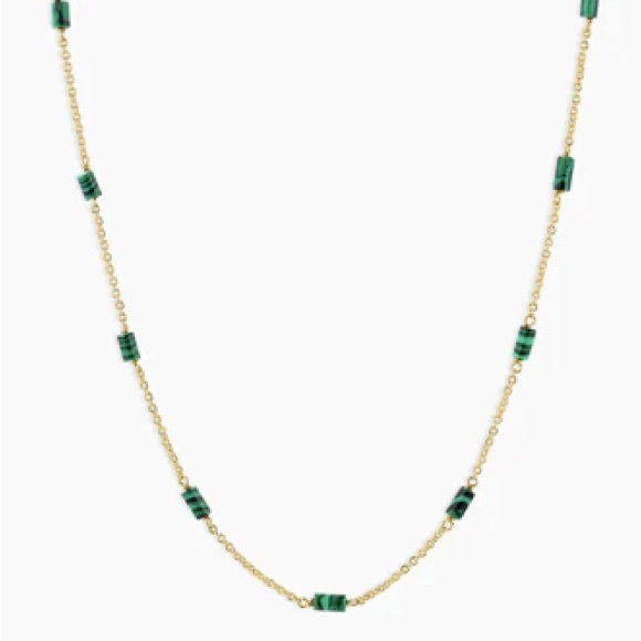 Gorjana Jewelry - Gorjana New 18k Gold Plated Brass Tatum Bead Necklace in Green Malachite 17”